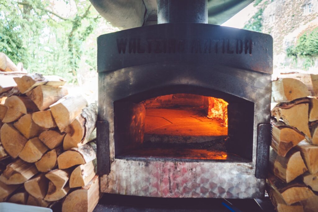 pizza oven on the waltzing matilda boat in marple